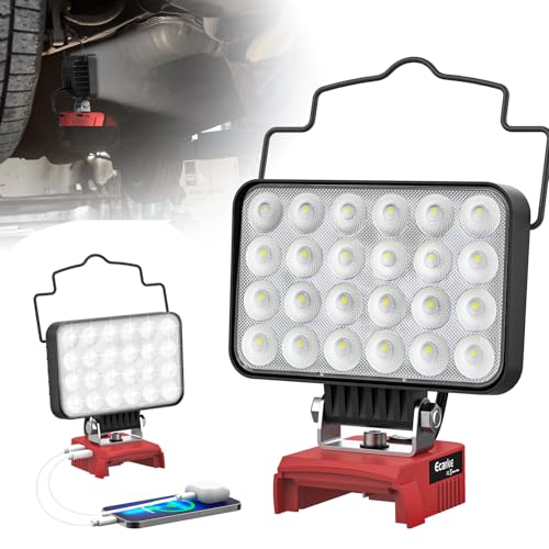 Ecarke LED Work Light Compatible with Milwaukee18V Battery, 132W Cordless Work Lights 13200LM of Flashlight Battery Light with Low Voltage Protection & Type-C & USB-A Charger Port(Tool Only) - size: 132W
