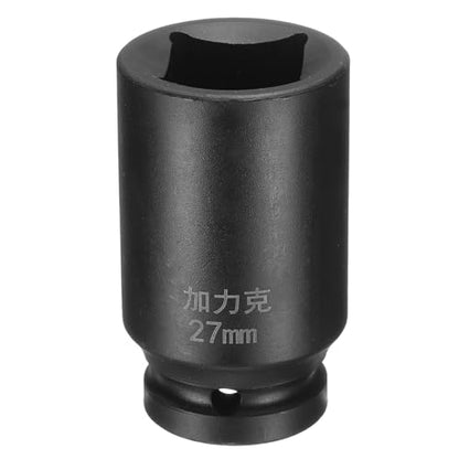 HARFINGTON 4 Point Square Socket 3/4" Drive by 27mm Metric Square Impact Socket 40CR Blackening Standard Wheel Sockets Pneumatic Socket Tool for Auto Repair Mechanical Maintenance Home Use - size: 27mm
