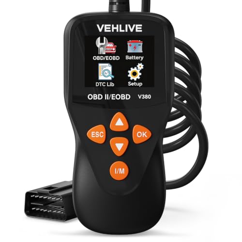 V380 Color OBD2 Scanner Diagnostic Tool, Car Code Reader for Check Engine Light, Read Codes, DTC Lookup, I/M Readiness, Live Data, Battery Voltage Check for 1996+ Gas Cars