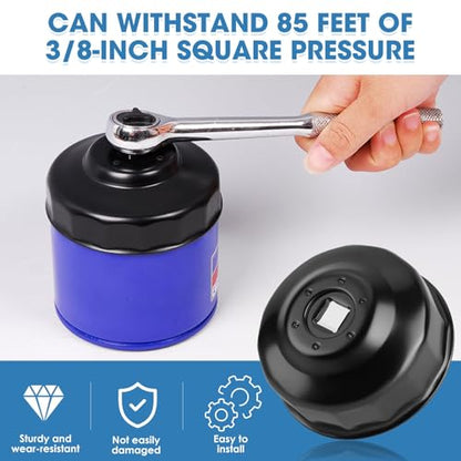 UTV Oil Filter Wrench, ATV Oil Filter Cap Wrench Compatible with Polaris Sportsman, Ranger, RZR Models, 65mm 14 Flute 3/8" Socket