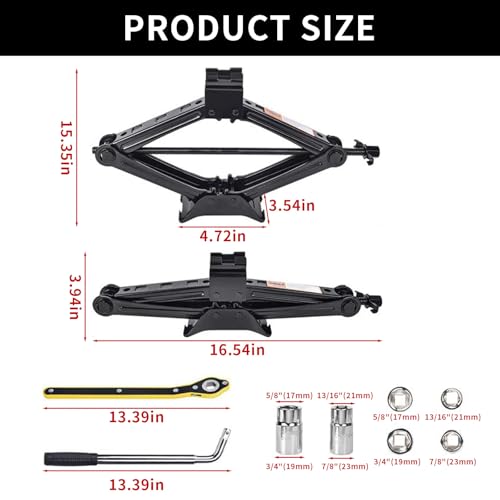 2 Ton Scissor Jack, Portable Car Jack with Lug Wrench, Tire Changing Tool Kit for Sedan SUVs Emergency Flat Tire Repair