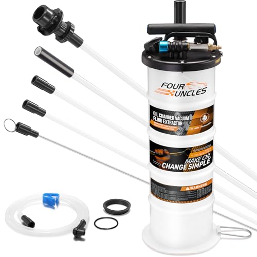 FOUR UNCLES Oil Extractor - Vacumm Fluid Extractor with Pump Tank Remover & Tubes for Oil Change and a Hose for Brake Bleeding - size: 6.5L Manual/Pneumatic Plus