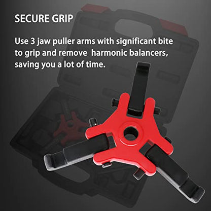 Harmonic Balancer Pulley Puller Set Adjustable 3-Jaw Puller Tool for Removing Harmonic Damper and Balancers Compatible with Chevy GM Chrysler Cadillac Ford ect - size: Harmonic Balancer Puller Set
