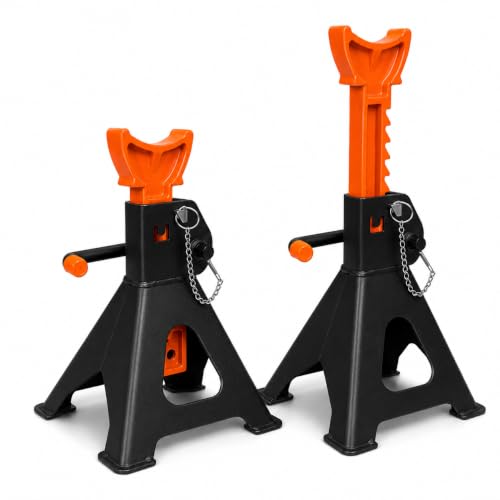 3 Ton Jack Stands with Double Locking and Large Foot Base,Heavy Duty Car Jack Stand for SUV, Car, UTV/ATV Garage Lifting Tool Emergency, 1 Pair (Black Orange) - color: Black Orange