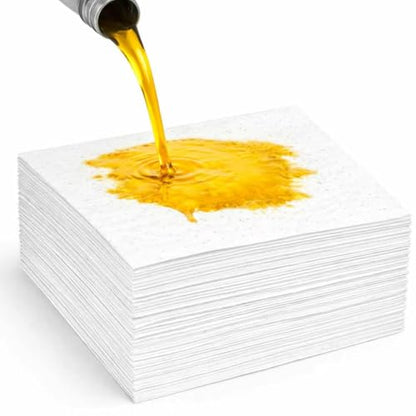 PONO 50pcs Oil-Only Absorbent Mat Pads, 15" x 20" Oil Absorbing Mats | Absorbs Oil and Fuel | Heavyweight Spill Absorbent Pads for Bilges, Boats, Vehicles and Tools - White