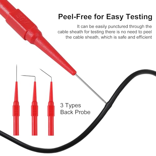 30pcs Back Probe Kit Banana Plug to Copper Alligator Clips Automotive Test Leads Set, Insulation Wire Piercing Probes, Back Probe Pins Test Wires for Car Repairing Diagnostic Circuit Testing