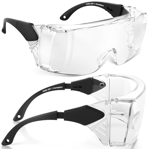 OXG Anti Fog Safety Glasses, ANSI Z87.1 Protective Eyewear with Side Shields, UV Protection Lens, Adjustable Temples - color: 2 Pack Clear