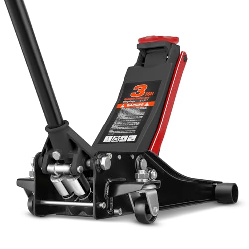 Auto Dynasty 3 Ton Low Profile Floor Jack, Heavy Duty Steel Hydraulic Car Jack with Dual Pistons Quick Lift Pump, Hydraulic Racing Floor Jack, Lifting Range 3" to 20", Black - color: Black, size: 3T Dual Pump