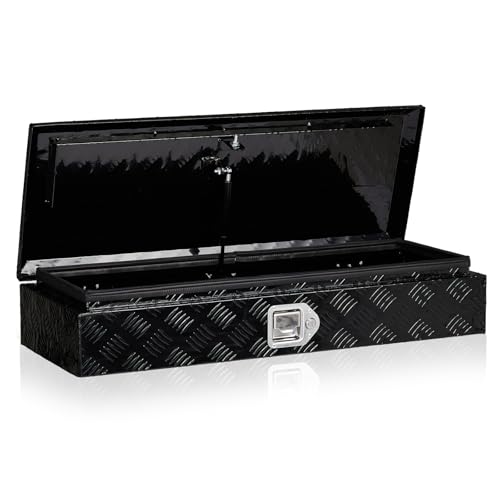 34.5 Inch Aluminum Truck Bed Tool Box with Lock | Waterproof Trailer Storage Organizer Chest Toolbox for Pickup, RV, Truck Bed,Black 34.5"L x 13"W x 6.5"H - color: Black, size: 34.5"