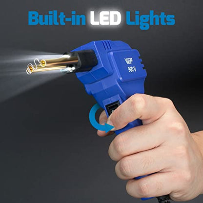 WEP 960-V Plastic Welder Kit 110V with LED Lights with 200 Hot Staples and Pliers for Car Bumper Plastic Welding, Plastic Gas Tank Repair, a Great Automotive Tools for Mechanics - color: Blue