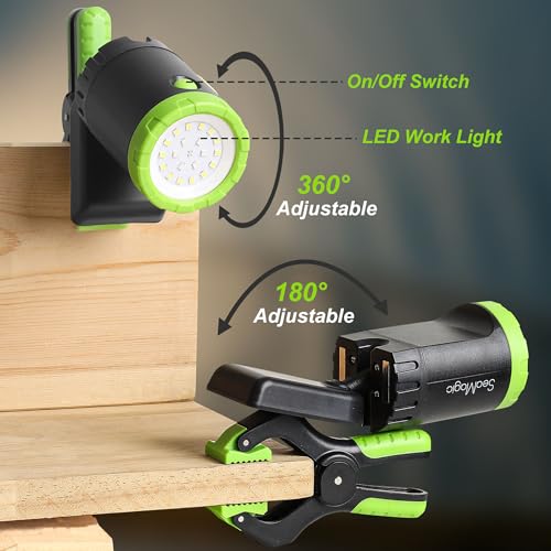 4-Pack Rechargeable LED Work Light, 360° Adjustable Spotlight with Magnetic Base & Clamp, Portable Clip Light for Garage, BBQ, Workshop, Construction, Car Repair, Household & Emergency Use - style: 4-Pack