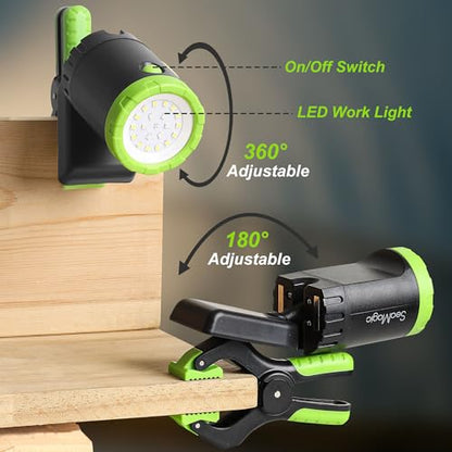 4-Pack Rechargeable LED Work Light, 360° Adjustable Spotlight with Magnetic Base & Clamp, Portable Clip Light for Garage, BBQ, Workshop, Construction, Car Repair, Household & Emergency Use - style: 4-Pack