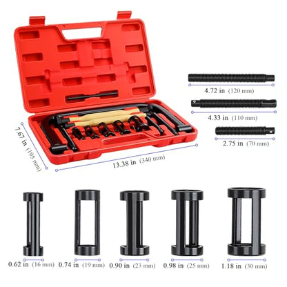 12 PCS Valve Spring Compressor Set, Valve Lapping Tool Kit with Extension Rods Solid C Clamp Lever Collet Pusher Adapters for Motorcycle Car ATV Small Engine Repair