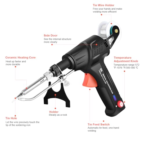 Soldering Gun Kit, Upgrade 120W Adjustable Temp Multi-Function Soldering Iron Set, Soldering Iron Kit for Electronics Welding Repair (11-Piece Set) (Black)