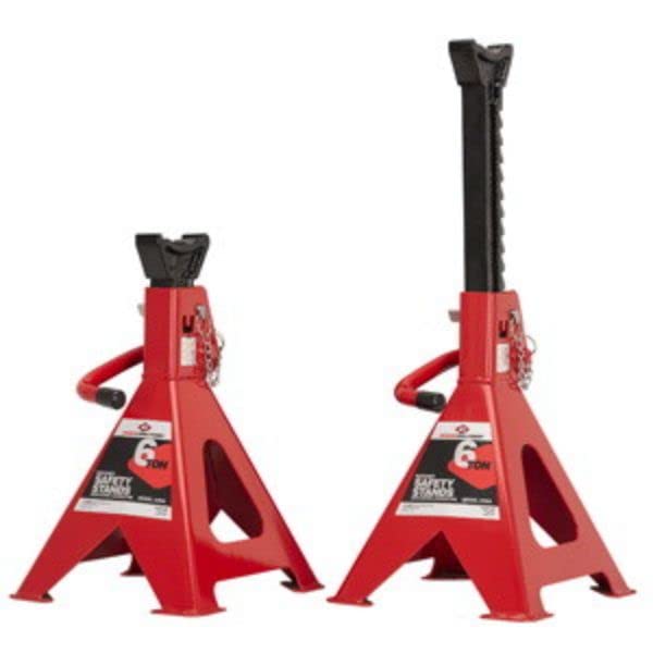 6 Ton Safety Ratcheting Jack Stand Set Red - Pack of 2