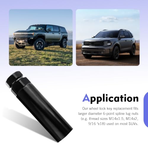 Large 6 Spline Lug Nut Socket, Car Wheel Lugs Nuts Lock Removal Tool, Wheel Lock Key Replacement for 6 Spline Lug Nut Key, for 21mm 13/16 Inch and 22mm 7/8 Inch Hex Socket Wrench