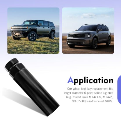 Large 6 Spline Lug Nut Socket, Car Wheel Lugs Nuts Lock Removal Tool, Wheel Lock Key Replacement for 6 Spline Lug Nut Key, for 21mm 13/16 Inch and 22mm 7/8 Inch Hex Socket Wrench