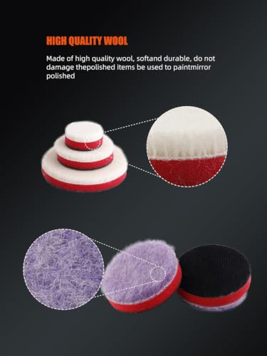 SPTA 32 Pcs Mini Car Polishing Pad Kit - 1", 2", 3" Sponge Foam Wool Microfiber Buffing Pads with 5/8“-11 Backing Plates & 5/8"-11 Drill Adapters for Auto Detailer, Scratch Removal & Tight Spaces - color: 32pcs