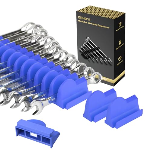 DEHOYI 48 pcs MAGNETIC Modular Wrench Organizers for Tool Drawers - Wrench Rack with Metric&SAE Labels, Perfect Tool Storage Holder. Gift for mechanics (Blue) - style: Magnetic (48 pcs Blue)