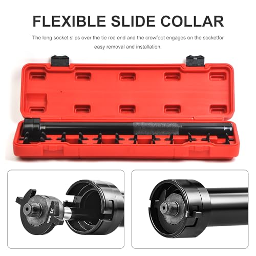 Inner Tie Rod Removal Tool Kit for Tie Rod Removal and Installation with 12 Crowfoot Adapters 1/2 Inch Drive Tube