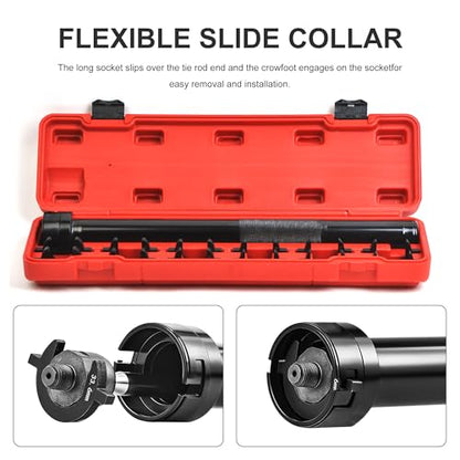 Inner Tie Rod Removal Tool Kit for Tie Rod Removal and Installation with 12 Crowfoot Adapters 1/2 Inch Drive Tube