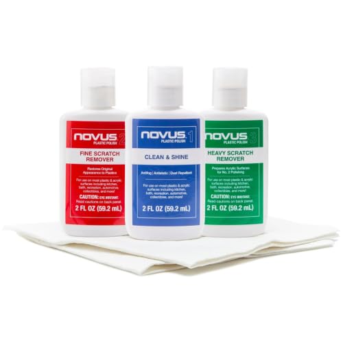 NOVUS PK1-2 | Plastic Clean & Shine #1, Fine Scratch Remover #2, Heavy Scratch Remover #3 and Polish Mates Pack | 2 Ounce Bottles