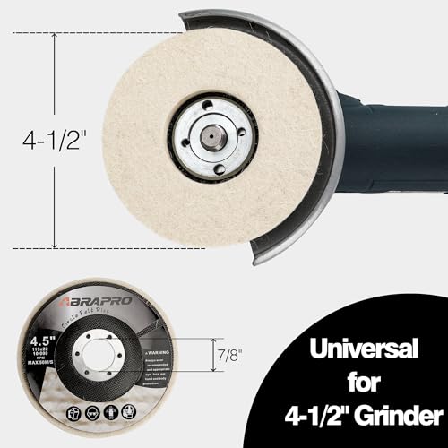 ABARPRO 4.5" x 7/8" Wool Felt Polishing Wheel Disc for Angle Grinder, Wool Buffing Wheel Pad for Polishing Rough Surface to a Mirror Finish, for Metal Aluminum Marble Wood, 5 Pack - style: 5pack-Circle Felt Disc