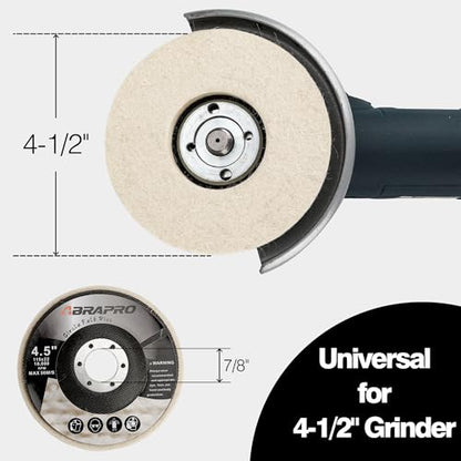 ABARPRO 4.5" x 7/8" Wool Felt Polishing Wheel Disc for Angle Grinder, Wool Buffing Wheel Pad for Polishing Rough Surface to a Mirror Finish, for Metal Aluminum Marble Wood, 5 Pack - style: 5pack-Circle Felt Disc