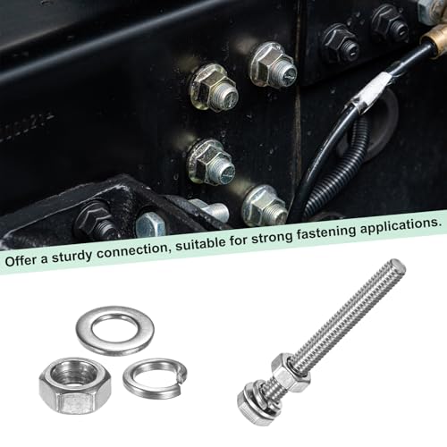 M METERXITY 4-Pack Hex Head Screw Bolt with Nuts Flat & Lock Washers M6x55mm Stainless Steel Bolts and Nuts Kit Fully Threaded Metric Bolt Assortment for Equipment/Machinery - size: M6 x 55mm