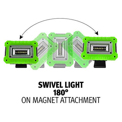EZ RED XLM500-GR Rechargeable Magnetic Logo Work Light, Black/ Green - color: Green