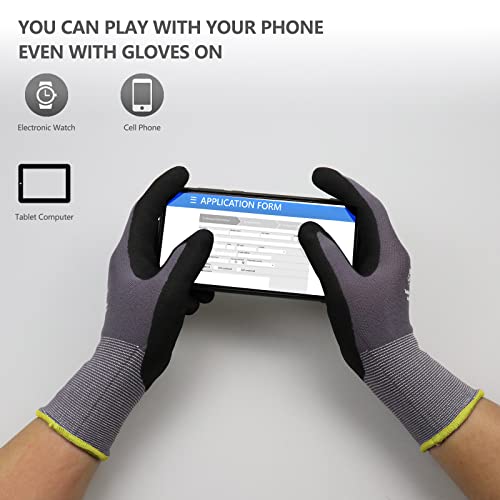 LOCCEF Work Gloves MicroFoam Nitrile Coated-6 Pairs,Seamless Knit Nylon Gloves,Gray Work gloves - color: Grey 36-pairs