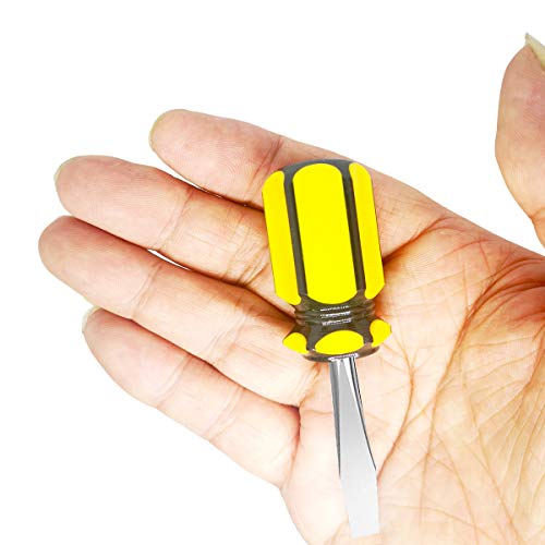 Short Screwdriver Set: Two-Color Small Handle Stubby Screwdriver - Phillips & Flat Head - size: Pocket Size