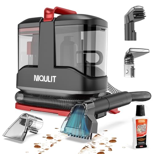 Portable Carpet & Upholstery Cleaner Machine - 15Kpa Deep Cleaning for Area Rugs, Pets, Couch & Car, Cleaning Machine with Dual Size BrushHead & Self-Cleaning System, Spot Cleaner for Stairs/Furniture - color: Red