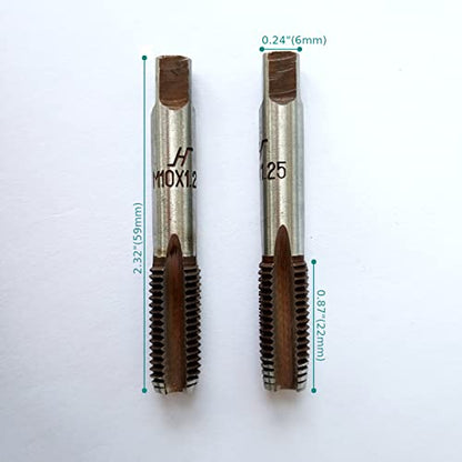 AtticZone M10 x 1.25 Metric Hand Thread Tap, Right Hand, Alloy Tool Steel, 1 Taper Tap, 1 Plug Tap for Metal Working DIY Industrial - size: M10x1.25