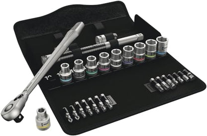 Wera 05004078001 8100 SC 8 Zyklop Metal Ratchet Set with Switch Lever, 1/2" Drive, Metric, 28 Pieces - size: 1/2 Inch Drive
