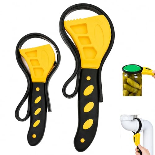 2 Pcs Adjustable Rubber Strap Wrench,Oil Filter Wrench And Jar Opener | 6" & 8" Multi-Purpose Grip Tool For Jar, Filter,Light Diy Tasks & Pipe Tasks