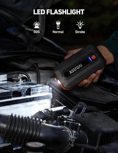 AstroAI B8 3000A Car Battery Jump Starter, 12V Jump Starter Battery Pack (up to 9.0L Gasoline and 7.0L Diesel Engine), Portable Jump Box with 3 Modes Flashlight and Jumper Cable - color: Orange