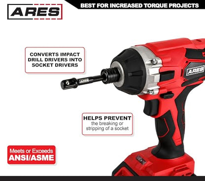 ARES 70387-10-Piece 3/8-Inch Drive 3-Inch Impact Grade Socket Adapter Set - Turns Impact Drill Drivers into High Speed Socket Drivers - size: 3/8-Inch Drive 3-Inch