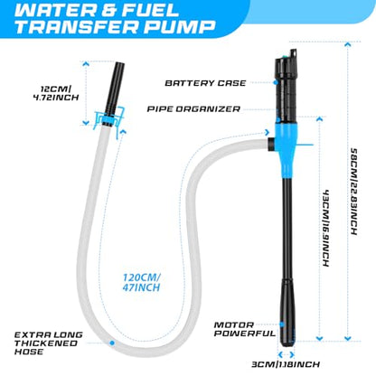 Portable Transfer Pump Battery Operated Electric Siphon Pump for Gas, Fuel, Diesel, Water Transfer 2.4 GPM Flow Oil Extractor, 47 Inches Hose-Easy to Use Hand Fuel Pump, Multi-Use Transfer Pump(Blue) - size: 1 Pack Blue