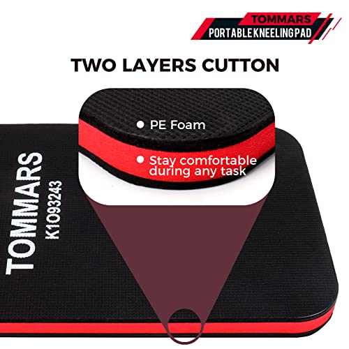 TOMMARS 0.9 Inch Thick Mechanic Kneeling Pad, 15.55 x 9.25 Inches | High-Density PE Foam Knee Cushion with Double-Sided Nonslip Surface and Carry Handle for Gardening, Yard Work and Repairs - size: 9.25in Length-Unfodable