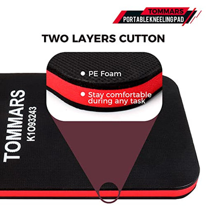 TOMMARS 0.9 Inch Thick Mechanic Kneeling Pad, 15.55 x 9.25 Inches | High-Density PE Foam Knee Cushion with Double-Sided Nonslip Surface and Carry Handle for Gardening, Yard Work and Repairs - size: 9.25in Length-Unfodable