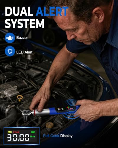 Digital Torque Wrench 3/8 & 1/2 Drive 5.02-99.57 Ft. Lb (6.8-135 N.m) / 12.54-250.7 Ft. Lb (17-340 N.m) ±2% Accuracy Digital Torque Wrench Set with Buzzer and LED Flash for Bike, Moto, Car - size: 5.02-99.57 Ft. Lb /12.54-250.7 Ft. Lb, style: 3/8 1/2-INCH