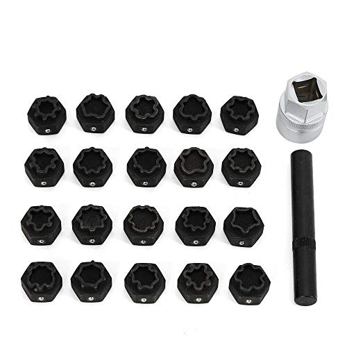 TFCFL Universal 22pcs Wheel Lock Lug Nuts Removal Set Automotive Wheel Anti-Theft Screws Remover Socket Keys Kit for Audi with 1/2 inch (12.7mm) Socket Adapter Red