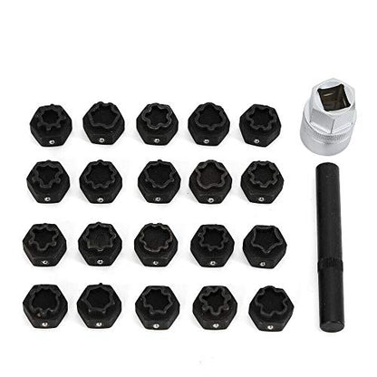 TFCFL Universal 22pcs Wheel Lock Lug Nuts Removal Set Automotive Wheel Anti-Theft Screws Remover Socket Keys Kit for Audi with 1/2 inch (12.7mm) Socket Adapter Red