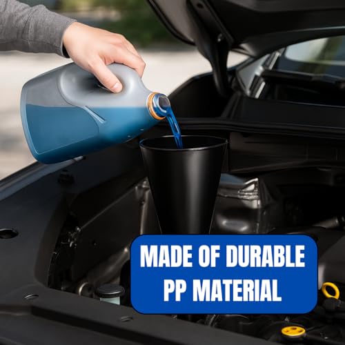 Auto Long Neck Funnel | Pack of 2 | 18" (45.7 cm) Length, 5" (12.7 cm) Diameter Mouth | Sturdy Black Plastic | Ideal for Oil, Transmission Fluid, Gasoline Additives