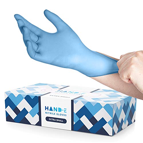 Hand-E Touch Blue Nitrile Disposable Gloves - Latex Free Medical Exam Gloves, Powder Free, Food Safe, Cooking - style: X Small