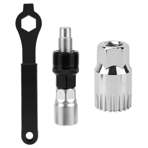 Oumers Bike Crank Extractor/Arm Remover and Bottom Bracket Remover with 16mm Spanner/Wrench. Professional Bicycle Repair Tool Kit - color: Black