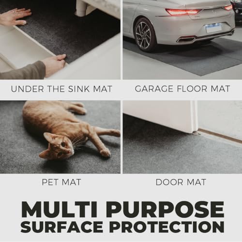 Heavy Duty Multi-Use Garage Mats – Set of 2 Extra Large Rolls (49.2” x 234” Each), Durable Non-Slip Floor Protection for Garage, Gym, Workshop & Industrial Use - size: 19' x 4' (Each)