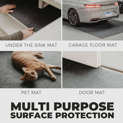 Heavy Duty Multi-Use Garage Mats – Set of 2 Extra Large Rolls (49.2” x 234” Each), Durable Non-Slip Floor Protection for Garage, Gym, Workshop & Industrial Use - size: 19' x 4' (Each)