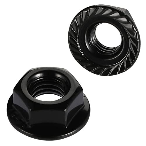 1/4-20 Serrated Flange Hex Lock Nuts, Stainless Steel 18-8 (304), Black Oxide, 50 PCS - color: Black, size: 1/4-20